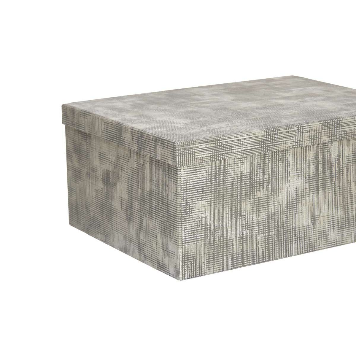 Set of Stackable Organising Boxes Pincello Anthracite Cardboard Stripes (2 Units)
